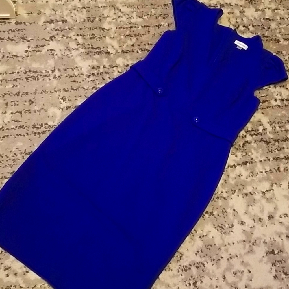 Ck solid blue dress